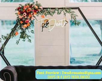 Til Death Wedding Neon Sign, Wedding Backdrop Sign, Neon Cake Table Sign, Wedding Decor, Wedding Gift, Flower Wall Sign