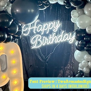 Happy Birthday Neon Sign, Birthday Neon Sign, Neon Party Backdrop, Party Neon Sign, Customized Neon Sign, Personalizable Neon Sign, Birthday
