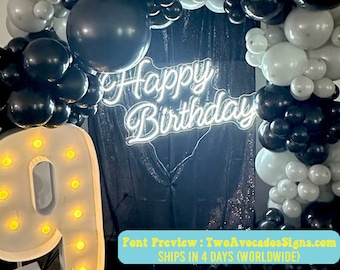 Happy Birthday Neon Sign, Birthday Neon Sign, Neon Party Backdrop, Party Neon Sign, Customized Neon Sign, Personalizable Neon Sign, Birthday