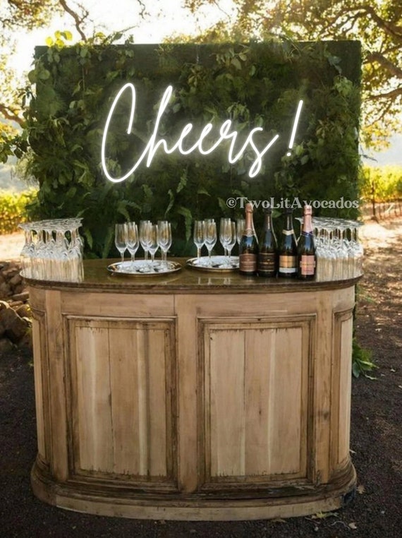 Cheers Wedding Neon Sign, bar neon sign, Boho Wedding Sign, Wedding Backdrop, bar decoration, bar backdrop, Neon Party Sign