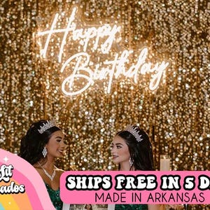 Happy Birthday Neon Sign, Birthday Neon Sign, Neon Party Backdrop, Party Neon Sign, Customized Neon Sign, Personalizable Neon Sign, Birthday