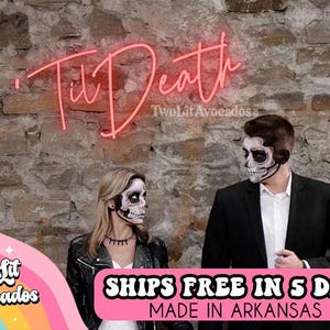 Til Death Wedding Neon Sign, Custom Neon, Wedding Neon Sign, Wedding Backdrop, Personalized Wedding Sign, Gothic Wedding Sign, Wedding Decor