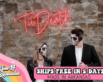 Til Death Wedding Neon Sign, Custom Neon, Wedding Neon Sign, Wedding Backdrop, Personalized Wedding Sign, Gothic Wedding Sign, Wedding Decor