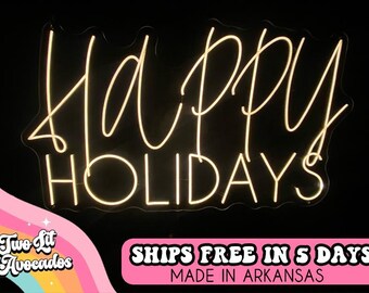 Happy Holidays Neon Sign, Christmas Sign, Holiday Neon Sign, Personalized Neon Sign, Christmas Decor, Holiday Decor, Modern Christmas Neon
