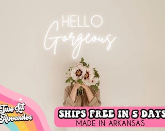 Hello magnifique enseigne au néon, nuptiale de fête, enseigne au néon de mariée, décoration d'intérieur moderne, néon moderne, jolie enseigne de compliment, girly