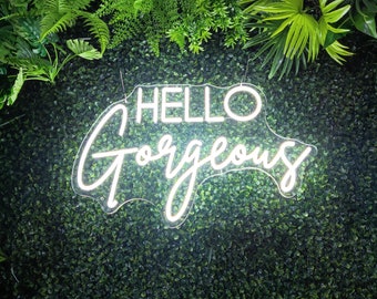 Hello gorgeous Neon Sign, Bridal Party Neon Sign, Bridal Neon Sign, Modern Home Decor, Modern Neon, Cute Compliment Sign, Girly