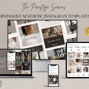 The Prestige Series: Minimalist Instagram Post Templates | Aesthetic Social Media Branding Kit | Canva Editable IG Posts |  Instant Download