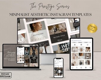 The Prestige Series: Minimalist Instagram Post Templates | Aesthetic Social Media Branding Kit | Canva Editable IG Posts |  Instant Download