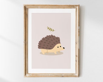 Modern Hedgehog Print, Illustration Print, Drawaing Wall Art, Hedgehog Gift, Baby Hedgehog, Wall Art, Wall Decor, Animal Digital Print,Print