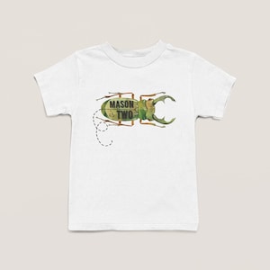 Personalized Beetle Birthday Shirt for Any Age - Custom T-Shirt for Toddler or Kids Bug Themed Birthday Party