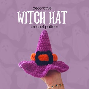 Halloween Decor Witch Hat Amigurumi Crochet Pattern PDF English, crochet halloween decors, crochet witch hat, decorative witch hat crochet