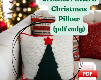 Christmas Tree Pillow Crochet Pattern, Christmas Pillow, Puff Stitch Crochet Pattern, Crochet Cushion Pattern, Holiday DIY Crochet Pattern