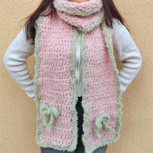 Sakura Scarf Crochet Pattern, Cottagecore Scarf, Beginner Friendly Crochet Pattern, Winter Scarf Pattern, crochet scarf pdf, soft, with bows