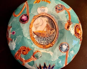 Turquoise decoupage Bowl