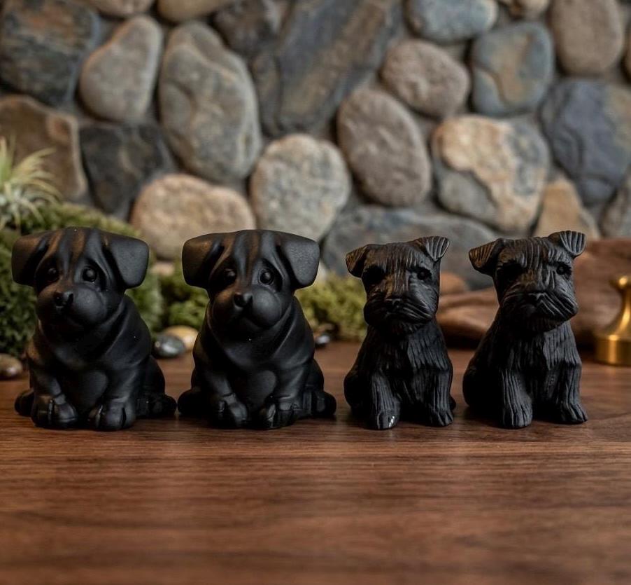 Obsidian Black Dog Figurine - Etsy