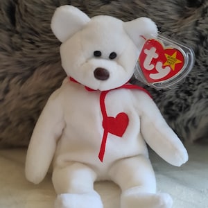 Extremely  Rare Collectible 1993/1994 Ty Beanie Baby Valentino Bear with Errors PVC Pellets