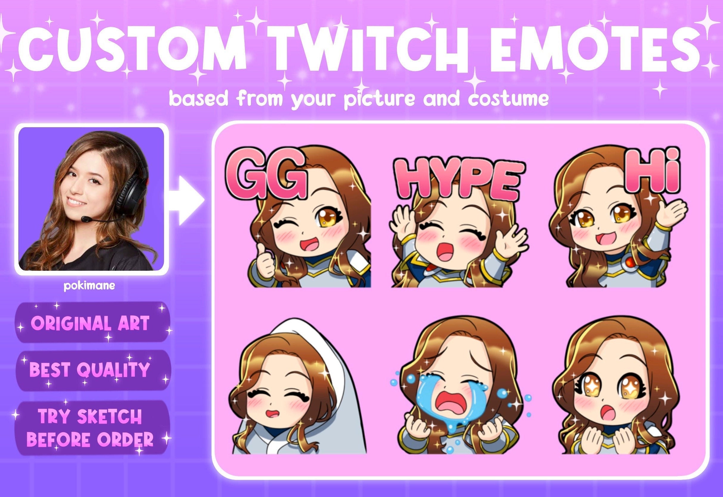 Custom Cute Chibi Pastel Emotes Emojis Sticker for Etsy
