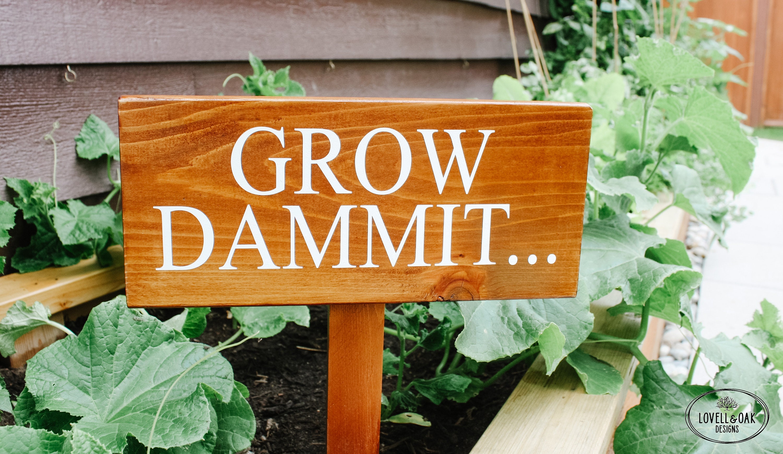 Garden Sign Grow Dammit Wooden Sign Cedar Gift Idea | Etsy