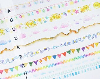 Washi tape Sample, Masking Tape, Gift Wrapping Washi Tape, Papercraft, DIY Diary Decor, Stationery Supplies, Penpal Supplies. Free Gift.