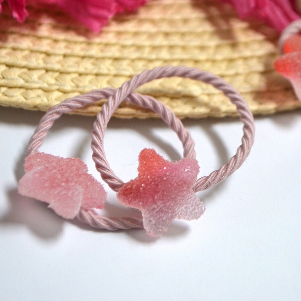 2 Sparkle Hair Ties, Resin Gummy Kids Hair Ties, Birthday Princess Hair Ties, Gift For Girls, Fine Baby Hair Ties, Back To School ,Toddler