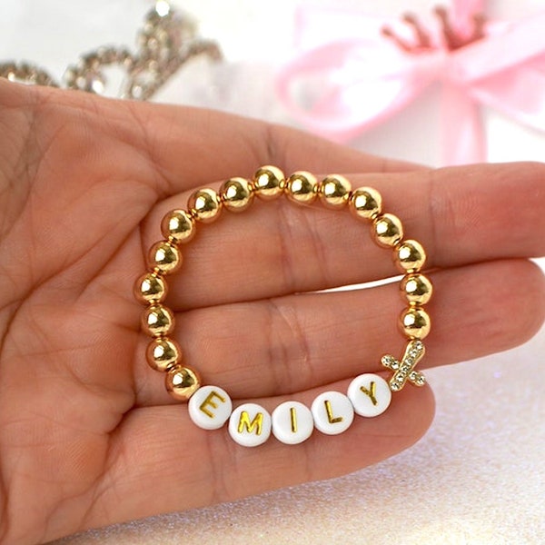 Cross 14KGold Baby Bracelet, 18K Gold Sparkle Rhinestone Cross Girls Bracelet, Baptism Gift, Baby Shower Gift, Newborn Toddler Boys Bracelet