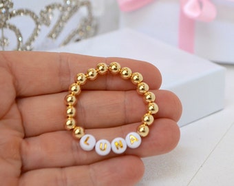 14K Gold Baby Bracelet, Valentine Gift, Girls Personalized Gold Bracelet, Tiny Infant Bracelet, Baby Shower Gift, Baptism Gift, Baby Jewelry