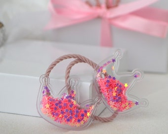 Elásticos de cabelo com confete, princesa brilhante, para crianças, presente para meninas, Halloween, elásticos de cabelo, para bebês e crianças pequenas, lembrancinha de festa.
