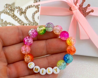 Bracelet fille arc-en-ciel, meilleures amies, bracelet prénom enfant, bracelet personnalisé enfant, bracelet licorne scintillant pour tout-petit, cadeau pour fille