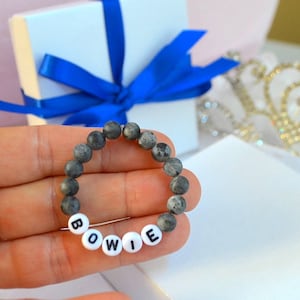 Boys Gemstone Baby Bracelet, Boys Name Bracelet, Baby Shower Gift, Newborn Infant Bracelet, Baby Bracelet, Boys Jewelry Gift, Best Friend