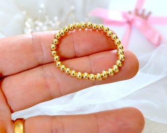 Tiny 4mm Gold Beaded Delicate Baby Bracelet, baby's First Birthday, Baby Shower Gift, Newborn gift, Gift For Mom, Besties, Girls Jewelry