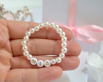 Pearl Baby Bracelet, Baby Girl, Newborn Toddler Bracelet, Personalized Baby Girl Bracelet, Baby Shower Gift, Name Bracelet, Easter Gift