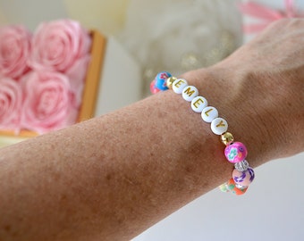 Crystal Flower Girls Bracelet, Flower Girl Bracelet, Bridesmaid Personalized Kids Bracelet, Toddler Bracelet, Easter Basket Stuffer