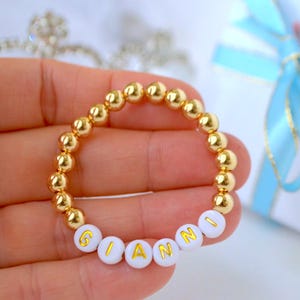 14k Gold Baby Bracelet, Gold Heart Personalized Boys or Girls Bracelet, Tiny Newborn Name Bracelet, Baby Shower Gift, Baby Girl Baby Boy