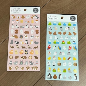 Niedliche Tier Sticker (Hasen, Katzen, Hunde, Hamster, Igel, Vögel, Pingiuns und mehr)- made in Japan