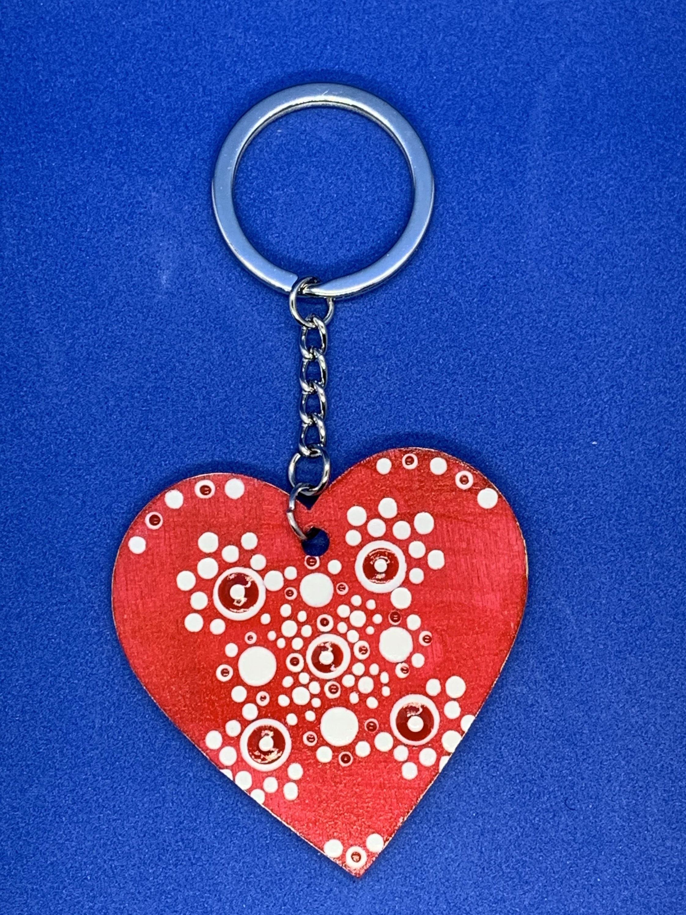 Medium Beautiful Wooden Key Ring With Silver Chain Red and Etsy