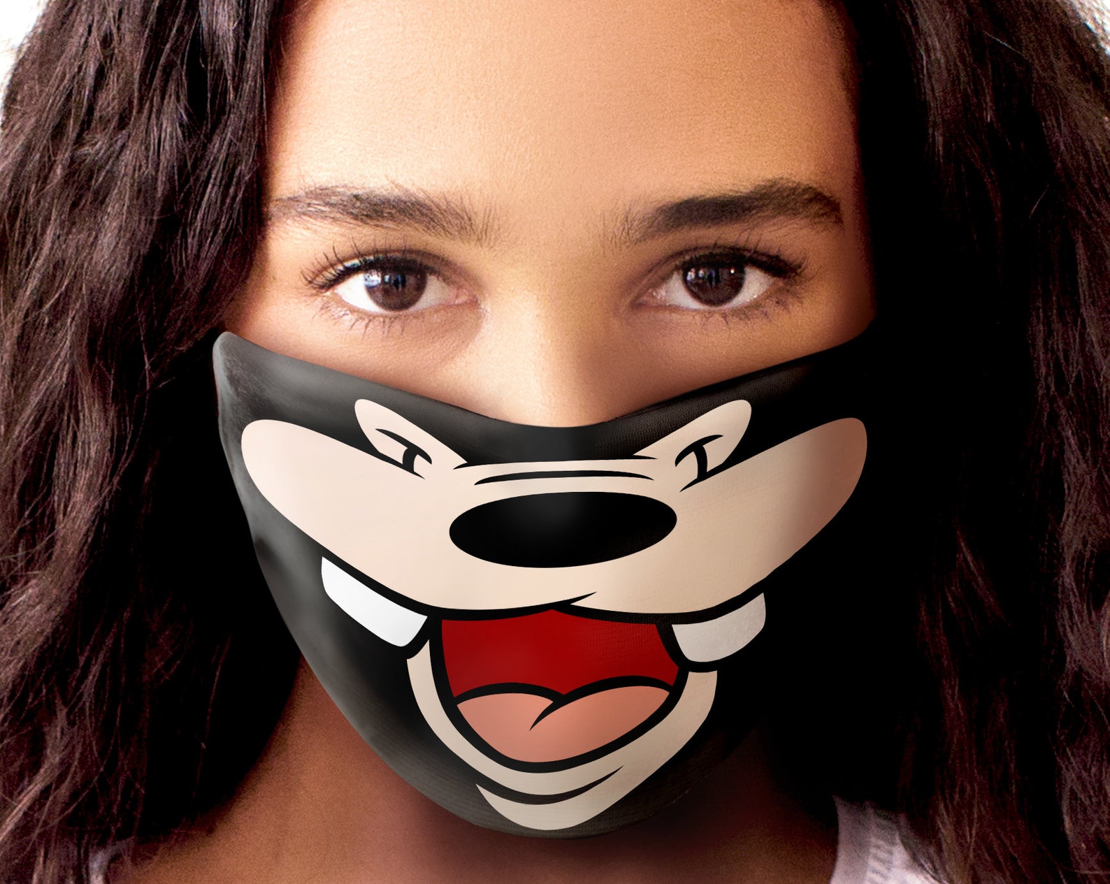 Goofy inspired parody face mask Adjustable cord stoppers | Etsy