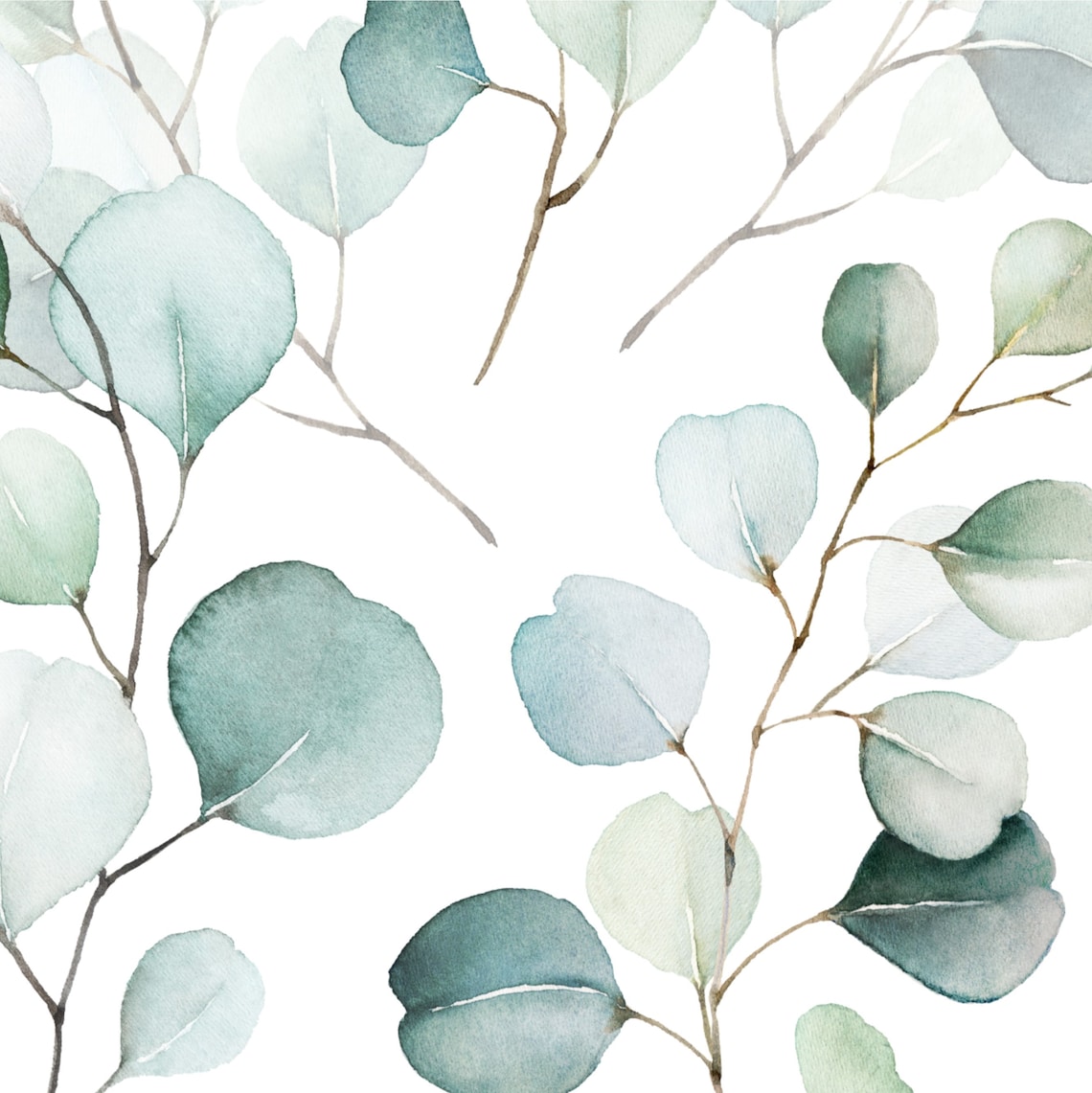 Watercolor Eucalyptus Leaves Removable Wallpaper | Etsy