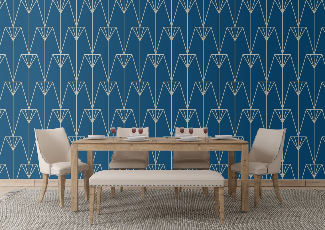 Art Deco Fans Removable Wallpaper Etsy