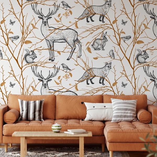 Winter Forest Animals Removable Wallpaper