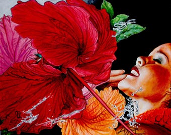 Hawaiian, Hula Dancer Print, Hula Girl, Hawaii Art, Hawaii Print Art, Hawaii Wall Art, Hawaii Painting, Hawaii Canvas Art