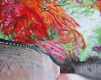 Japanese Art, Autumn Leaves, Fall Season, Autumn Leaves in Kyoto, Maple Leaves Inferno, Japanese Wall Art