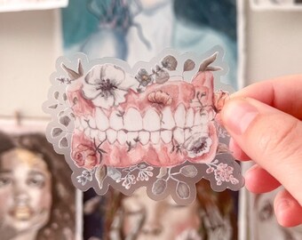 Floral Teeth Clear Sticker - Etsy