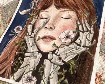 Illustrazione botanica scura ad acquerello