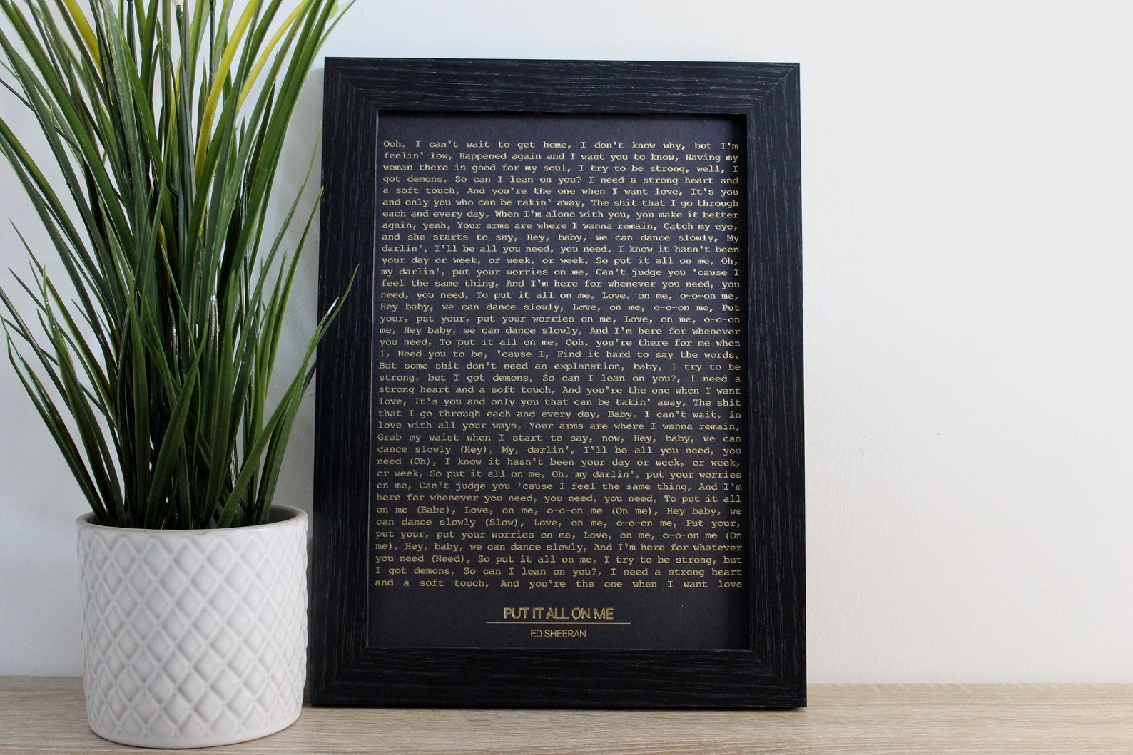 Song Lyrics Print Framed Lyrics Song Lyric Wall Art Etsy
