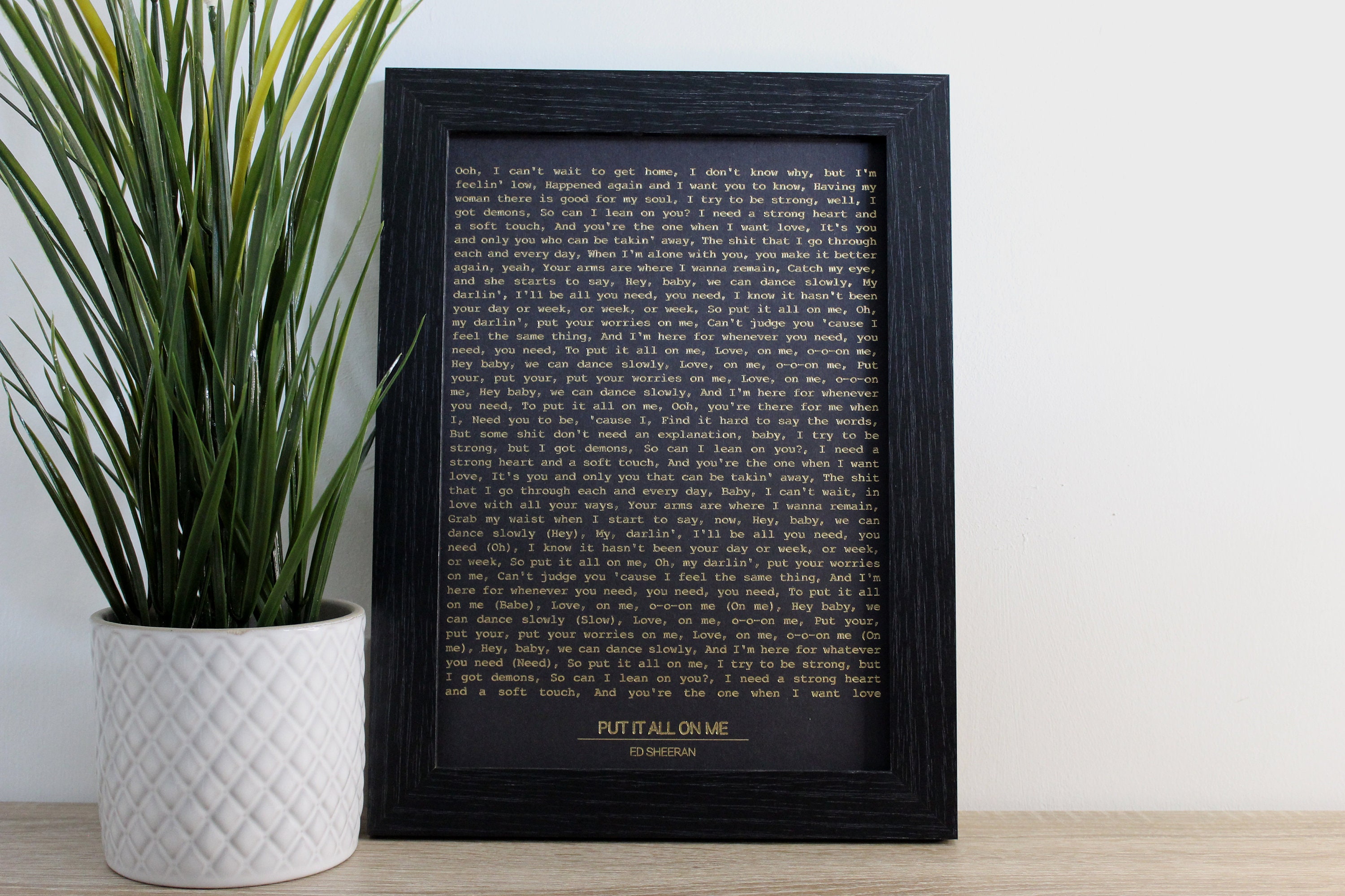 Song Lyrics Print Framed Lyrics Song Lyric Wall Art Etsy