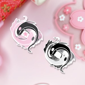Yin Yang Cherry Blossom Sakura Koi Fish Sticker / Paper Vinyl Sticker / Laptop Sticker / Cute Sticker