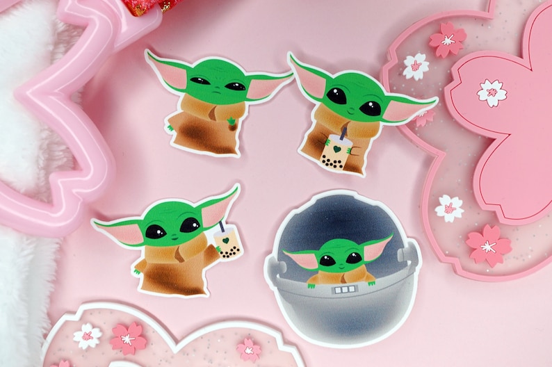 Mandalorian Baby Yoda Boba/Bubble Tea Sticker / Vinyl Sticker Etsy