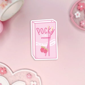 Strawberry Pocky Sticker / Paper Vinyl Sticker / Laptop Sticker / Cute Sticker