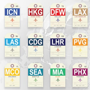 International / American Airplane Airline Ticket Tag Stickers / Paper Matte Vinyl Sticker / Laptop Sticker / Cute Sticker