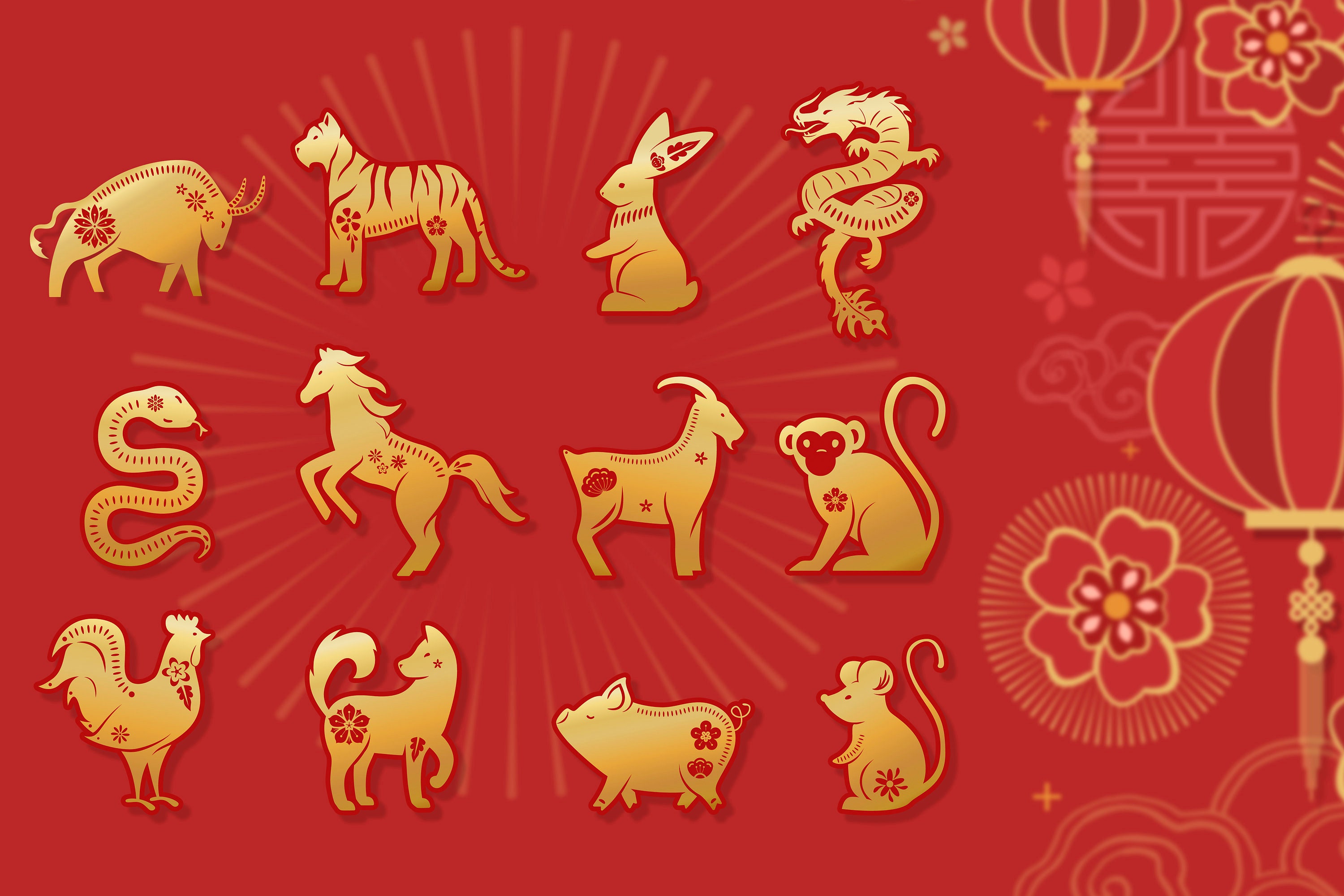 Asian Lunar New Year Zodiac Animals Sticker / Paper Vinyl Etsy